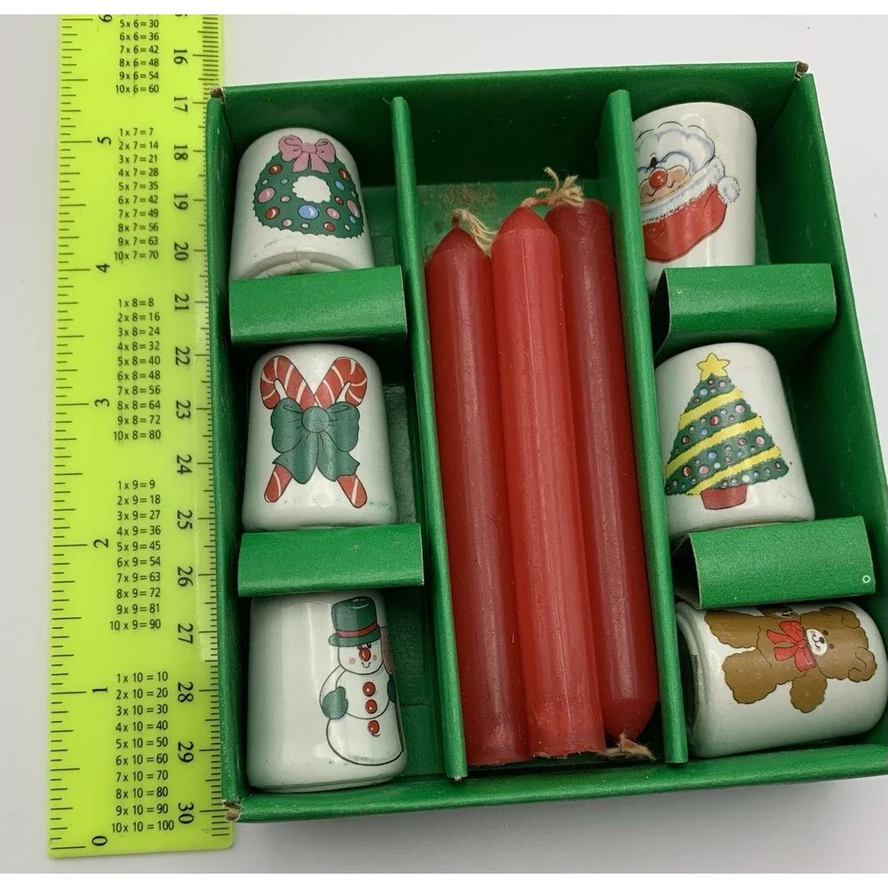 Enesco Christmas Candle Holders Set of 6 With Candles (small/see)